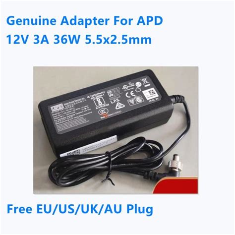 Genuine 12V 2 5A 3A 36W 5 5x2 5mm DA 36A12 AC Adapter For APD Monitor