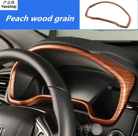 ABS Chrome Carbon Fiber Peach Wood Grain Dashboard Decorative Frame