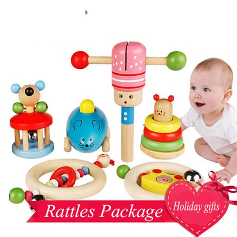 Wooden Rattle Set Baby Toys T 0 12 Months Oyuncak Fun Educational