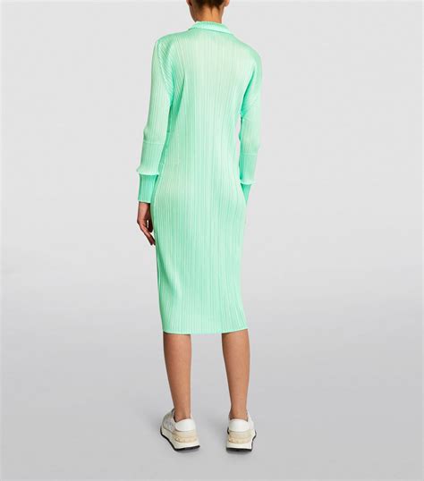 Womens Pleats Please Issey Miyake Green Monthly Colors February Midi