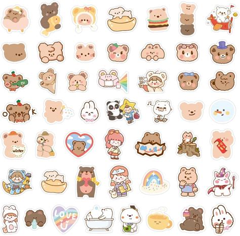 Buy Cute Korean Bear Stickers Gifts for Girls Kids and Teens, 100pcs ...