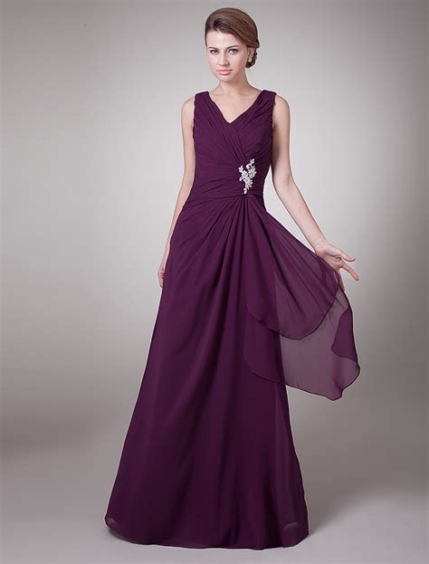 Purple Long Mother Of The Bride Dress