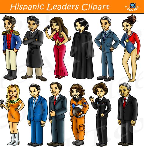 Hispanic Leaders Clipart Graphics Bundle - Clipart 4 School