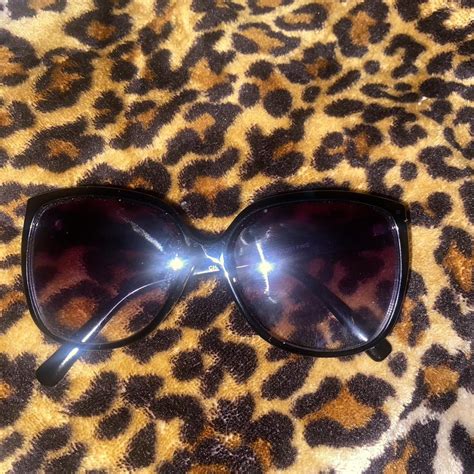 cat eye sunglasses purple lens black frame no... - Depop