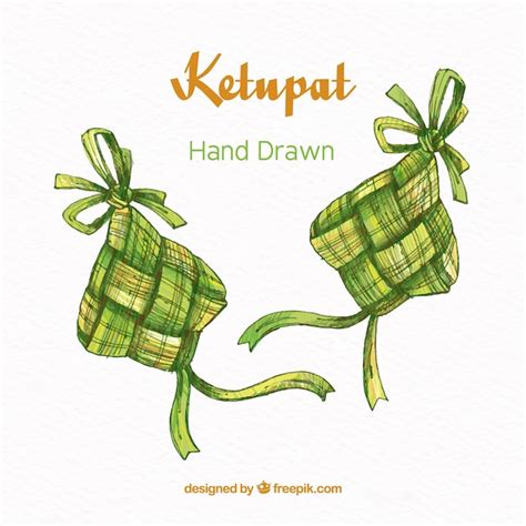 Premium Vector Traditional Hand Drawn Ketupat Composition