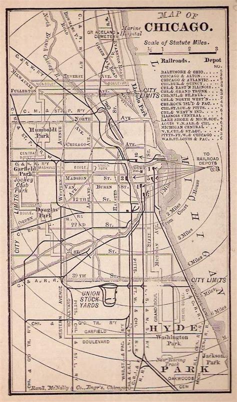 1890s Chicago Map Old Maps Map