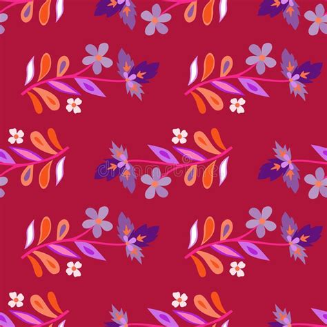 Abstract Cute Leaves and Flower Seamless Pattern. Beautiful Floral ...
