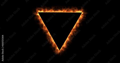 Fire Triangle On A Black Background Abstract Hot Triangle Flame Frame