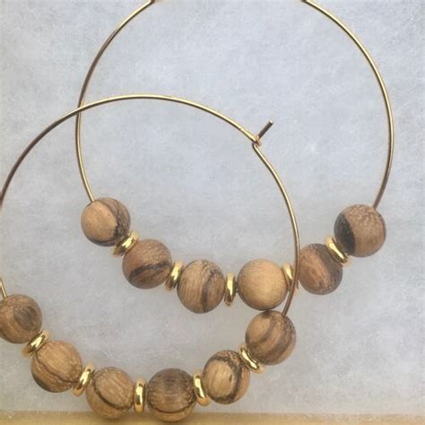 Multi Wooden Bead Hoop Earrings Etsy