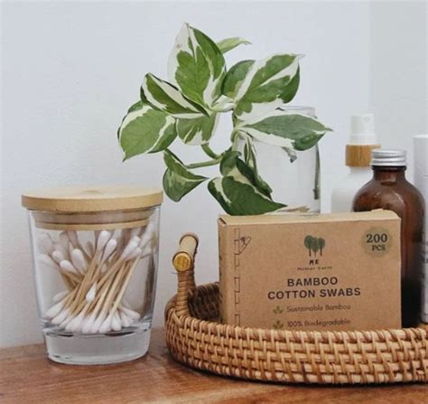 Organic Cotton Swabs Bamboo Stick 200pcs The Green Jar