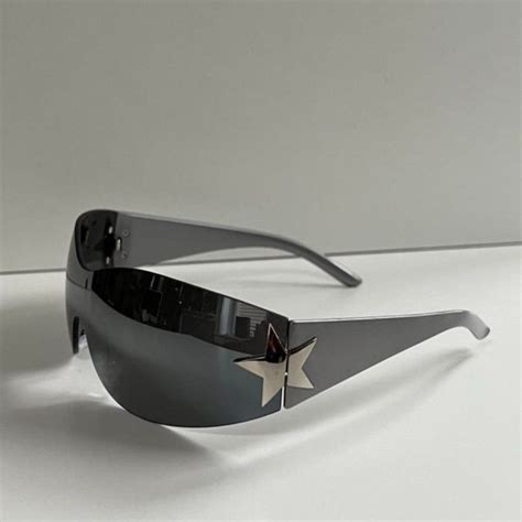 Y2k 2000s Vintage Style Silver Gray Frameless Star Womens Sunglasses