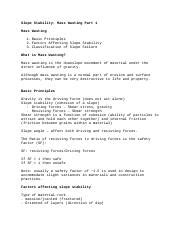 Geology Test 4 Notes Docx Slope Stability Mass Wasting Part 1 Mass