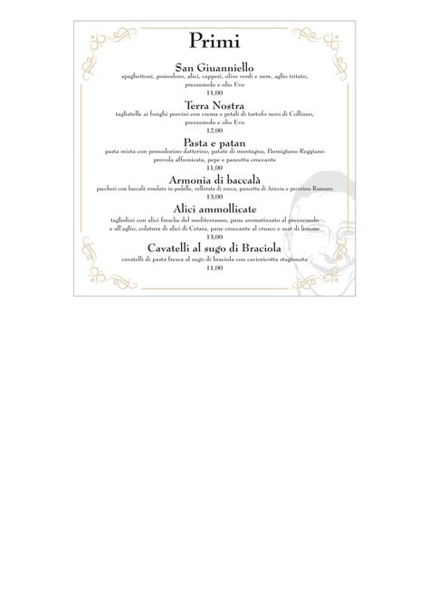 Carte Et Menus Le Narici Restaurant Colliano Thefork