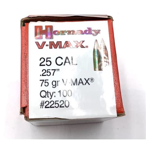 Hornady 25 Cal Projectiles 75 Gr V Max 80 Projectiles