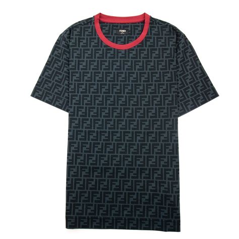 Fendi Ff Logo Print T Shirt Black Red MEN From Onu UK