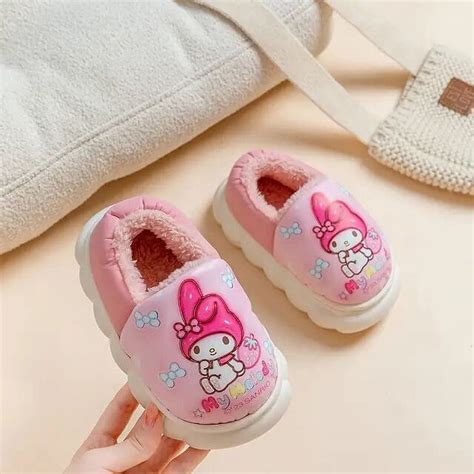 Kawaii Sanrio Anime Hobby My Melody Kuromi Cinnamoroll Hello Kitty Winter Girls Thick Soled