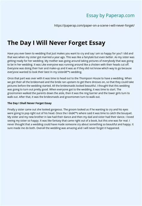 The Day I Will Never Forget Narrative Speech Example 200 300 Words