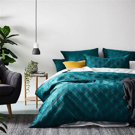 Adele Quilted Velvet Teal Quilt Cover Set Adairs