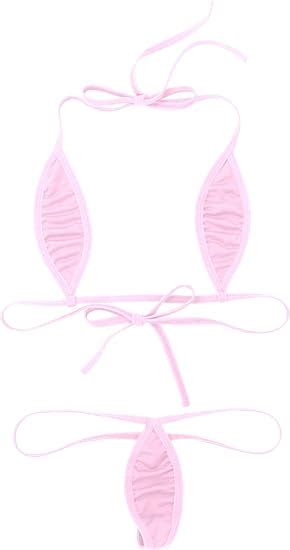 Yoojia Damen Mirco Bikini Set Dessous Set Neckholder Triangle Nippel