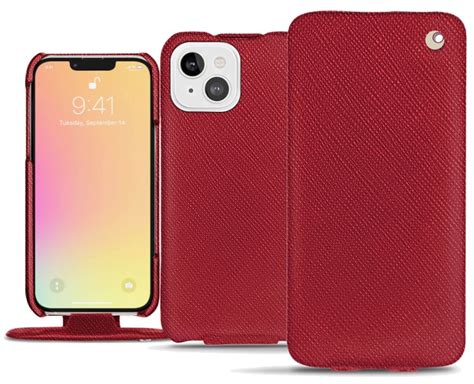 Housse Cuir Apple IPhone 13 Rabat Vertical Rouge Passion NOREVE