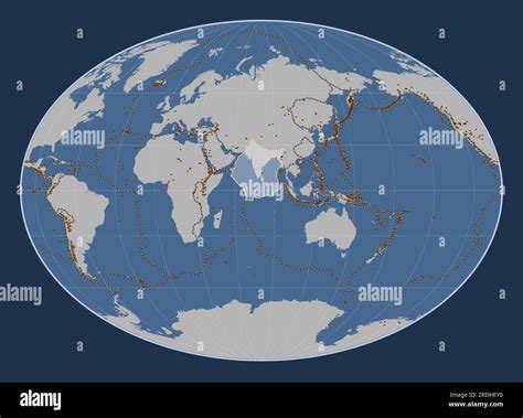 Indian Tectonic Plate On The Solid Contour Map In The Fahey Projection