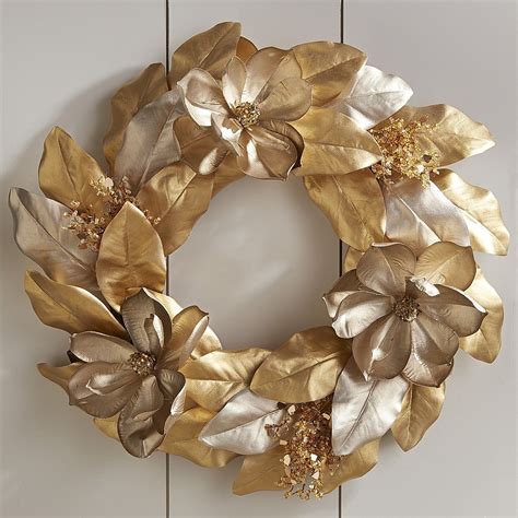 Faux Magnolia Wreath Gold 22 Faux Magnolia Wreath Magnolia Wreath