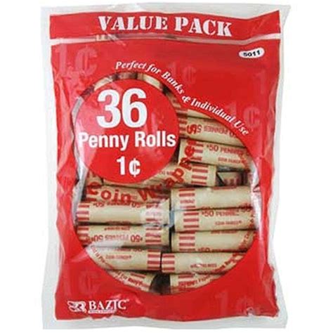 Penny Tubes Paper Coin Wrappers 36 Per Pack