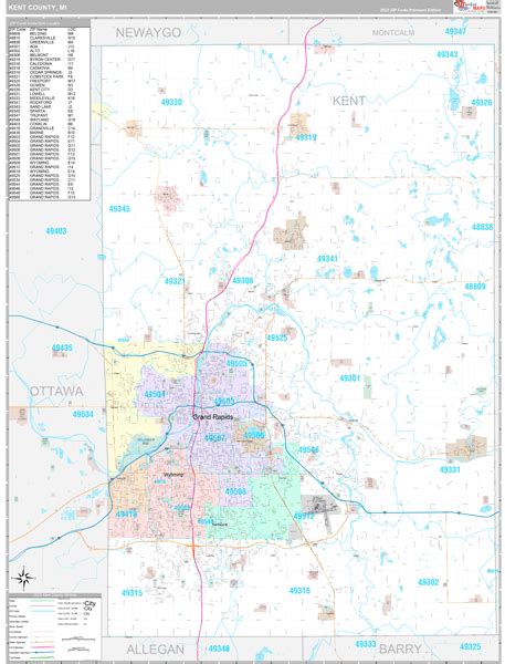 Kent County Mi Wall Map Premium Style By Marketmaps Mapsales