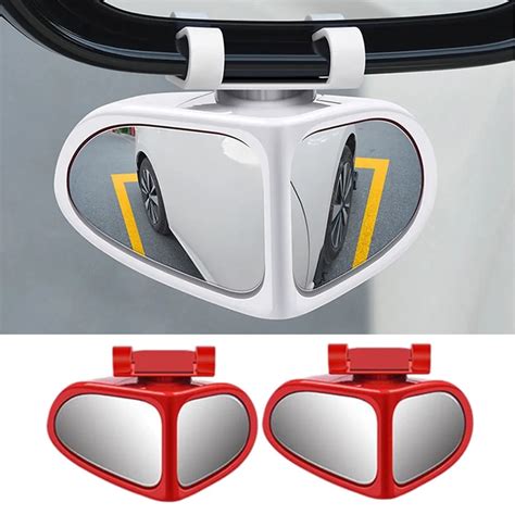 Pair Car Blind Spot Mirror Wide Angle Double Sided Mirror 360 Degree