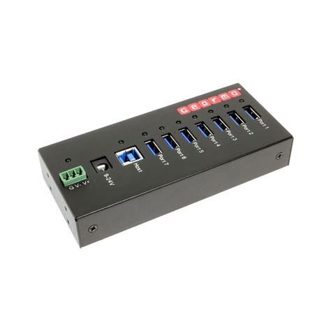 USB 3 0 7 Port Industrial Metal Hub W 15KV ESD Protection Mounting