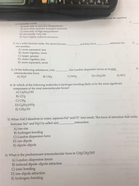 Solved nswers the question 1 1)Crystalline solids A) exist | Chegg.com 