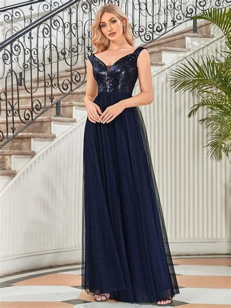 Shiny Sequin Bodice Off The Shoulder Maxi Tulle Evening Dress Tulle