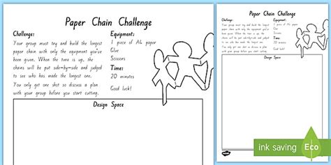 STEAM Paper Chain Challenge Worksheet Twinkl