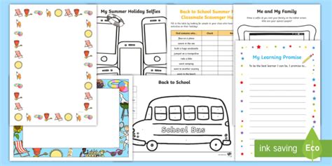 First Day Back To School Activity Pack Teaching Resources