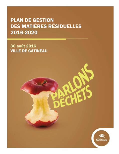 PDF PLAN DE GESTION DES MATIÈRES RÉSIDUELLES 2016 2020 2016 08 29