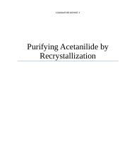 Lr Docx Laboratory Report Purifying Acetanilide By