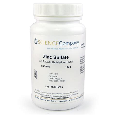 ACS Grade Heptahydrate Zinc Sulfate Powder 100gm For Sale Buy From