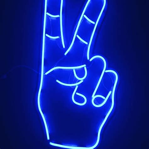 Neon Blue Peace Sign