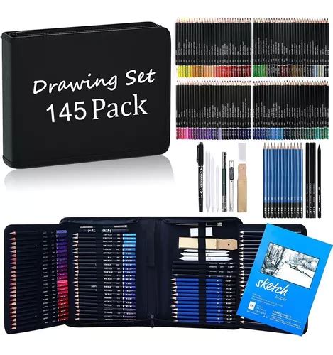 Set De Arte Profesional 145 Lápices Colores Dibujo Kit MercadoLibre