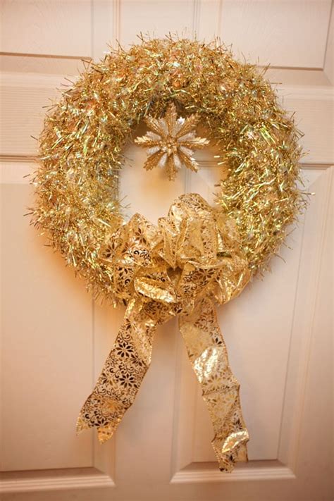 Gold Tinsel Christmas Wreath - How to Nest for Less™