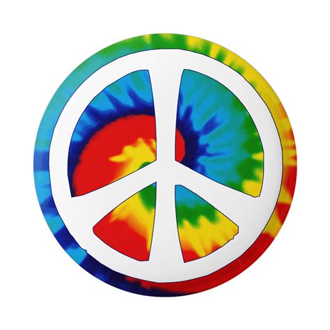 Peace Sign Over Tie Dye Swirl Button Pinback Or Magnet 15