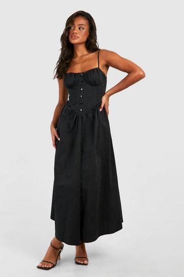 Black Milkmaid Dresses Boohoo Us