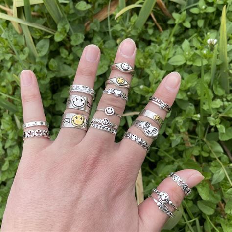 Anillos abiertos con múltiples caras felices para mujer sortija de