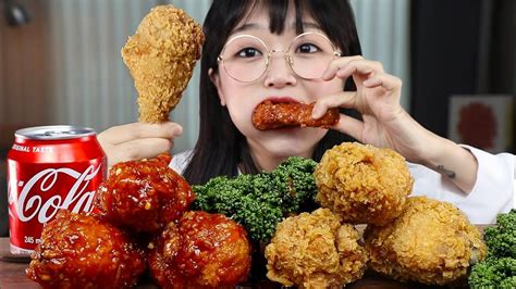 황금올리브 양념치킨 후라이드치킨 먹방 Spicy Fried Chicken Mukbang Asmr Eating Sounds