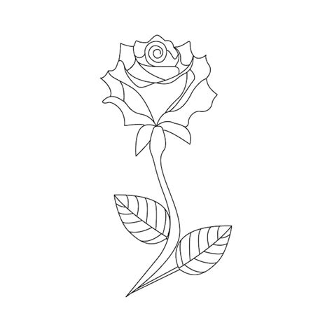 Rosa única contínua uma linha de desenho de arte vetorial de linha e