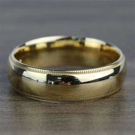 Milgrain Comfort Fit Men S Wedding Band In Yellow Gold Mm