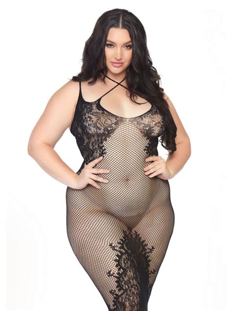 Leg Avenue Lingerie Sensuale Vestito Curvy A Rete In Nero