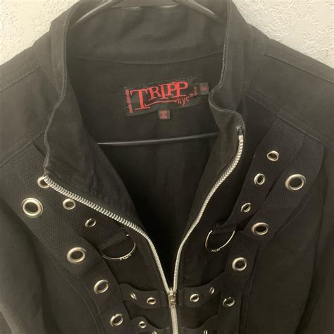 Medium Tripp nyc vintage black denim jacket zip-up,... - Depop