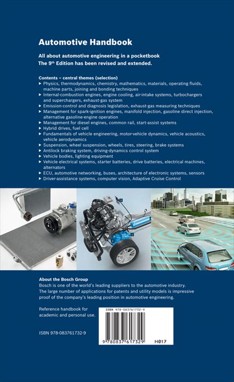 Back Cover Bosch Automotive Handbook 9th Edition Bentley