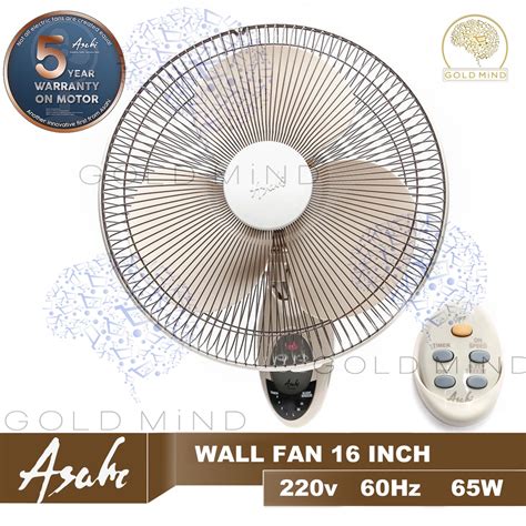 Asahi Wall Fan Thermal Fuse Protected Remote Controlled Wall Fan 16